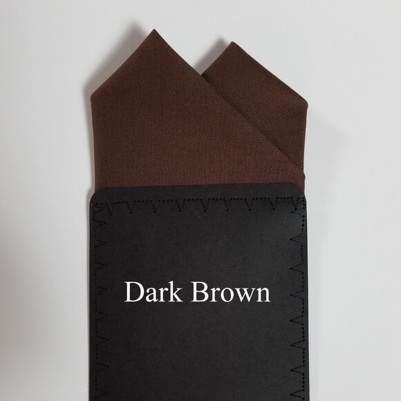 New - Dark Brown Cotton Pre-Folded Pocket Square Handkerchief Insert - Picture 3 of 7